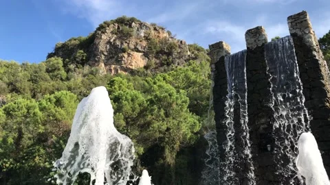 Fountain made of stone bricks in Benahavis town andalucia spain. Stock Footage 132780489