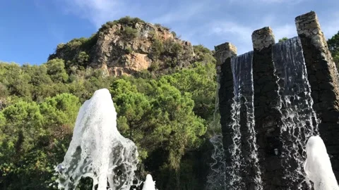 Fountain made of stone bricks in Benahavis town andalucia spain. Stock Footage 132780587