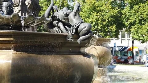 Fountain in Mannheim in slow motion Stock Footage 149839226
