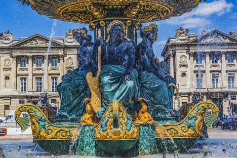 Fountain of Maritime Industry Place de la Concorde Paris France 스톡 사진