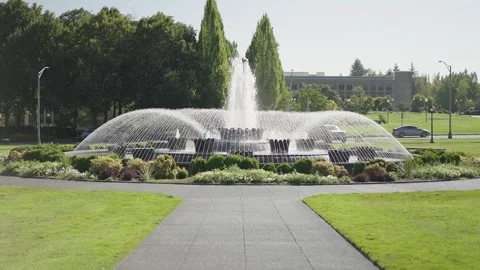 Fountain Medium Shot While Zooming In Video stock 292853983