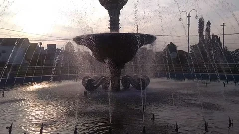 Fountain in the middle of the city Stock Footage 150474207
