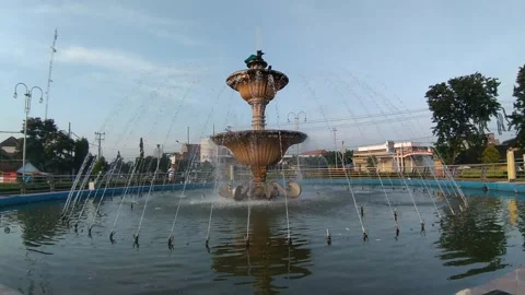 Fountain in the middle of the city Stock Footage 150474227