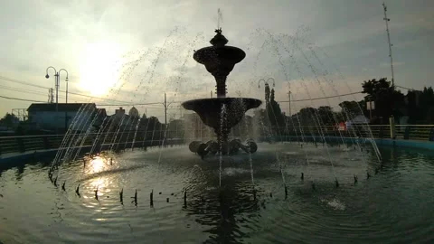 Fountain in the middle of the city Stock Footage 150474242