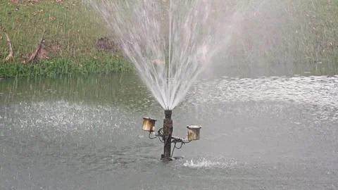 Fountain in the middle of the lake. Stock Footage 304647246
