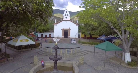 Fountain in the Middle of the Square Stock Footage 141749218