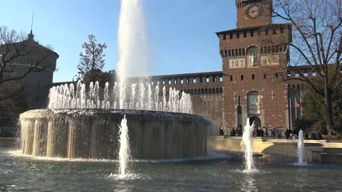 Fountain in Milan Vídeo Stock 145059962