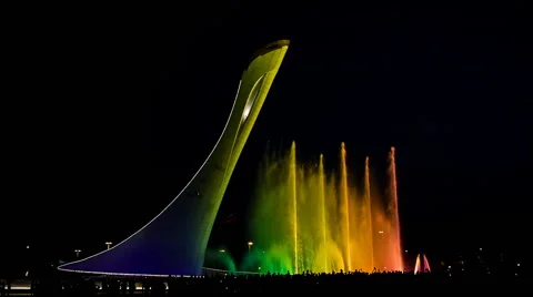 Fountain with multi-color backlight Stock Footage 42416080
