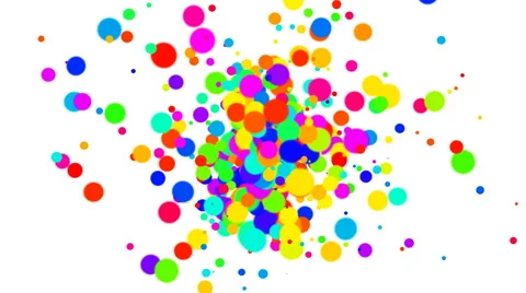 Fountain of multicolored Dots on white background Stock Footage 49835547