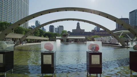 Fountain in Nathan Phillips Square, Toronto Stock Footage 217610218
