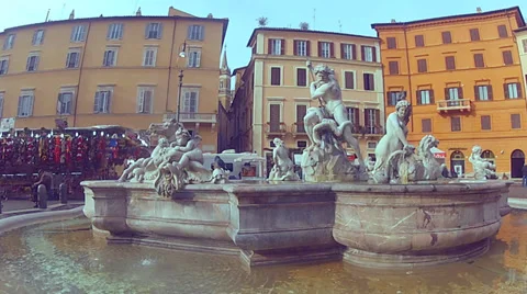 Fountain Navona Stock Footage 32282844