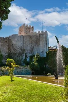 Fountain near the Gothic Duino Castle on a cliff above the Gulf of Trieste (A Stock Photos