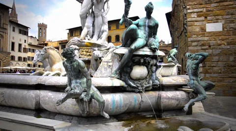 Fountain of neptune, florence Stock Footage 33625276