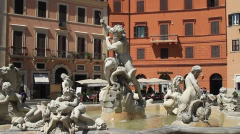 Fountain of Neptune Stock Footage 39250725