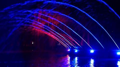Fountain of the night city Stock Footage 181834403