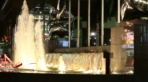 Fountain at Night Stock Footage 595339