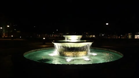 Fountain at Night Stock Footage 3185674