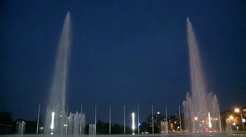 Fountain at night Stock Footage 8578904