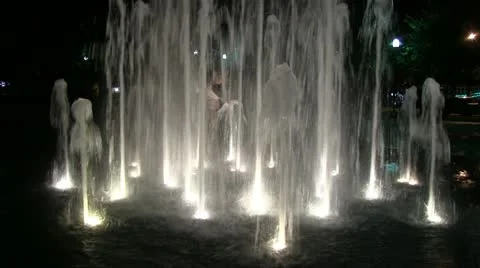 Fountain at night Stock Footage 12169193