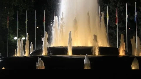 Fountain in night Stock Footage 84728458