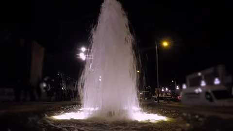 Fountain In The Night Stock-Footage 98634793