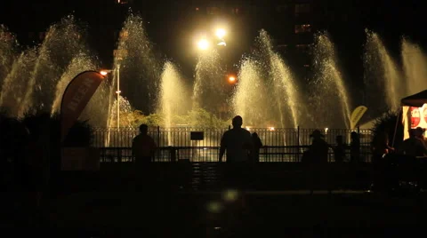 FOUNTAIN NIGHT FUN Stock Footage 1000446