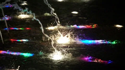 Fountain Night Lights Stock Footage 92067385