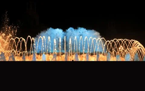 Fountain at night Stock Photos