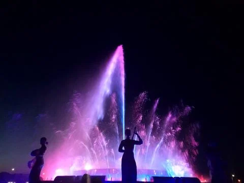 Fountain at night Stock Photos