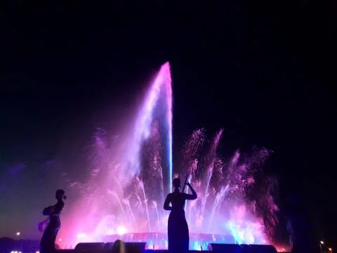 Fountain at night Stock Photos