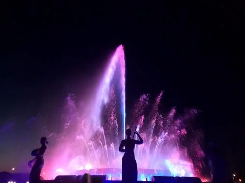 Fountain at night Foto stock