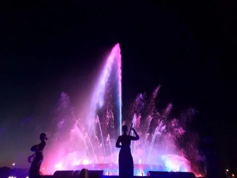 Fountain at night Stock Photos