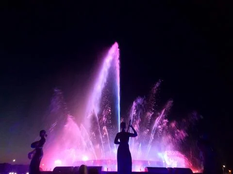 Fountain at night Foto stock