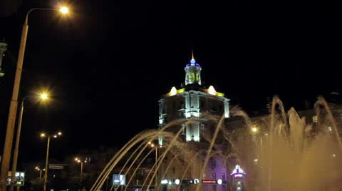 Fountain at night. Timelapse. Stock Footage 24231259