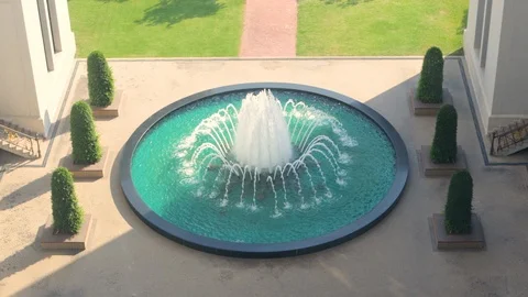 Fountain in Office Complex during the afternoon Stock Footage 124650518