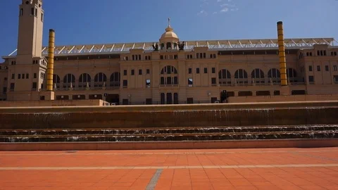 The fountain of Olympics Stadium's Square Stock Footage 96321030