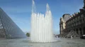 Fountain outside the Louvre. HD Footage