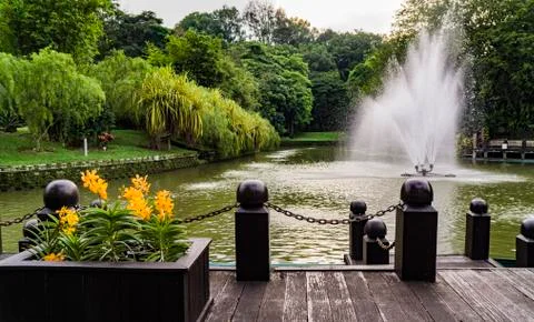 Fountain park green Stock Photos