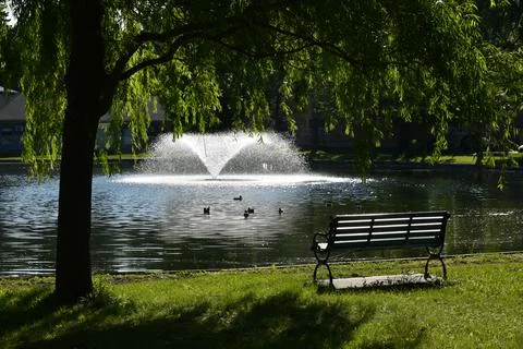 A fountain in the park Stock Photos