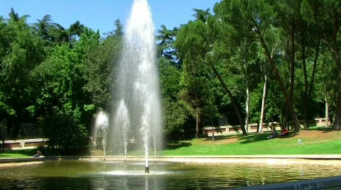Fountain in park in spain Stock Footage 113516