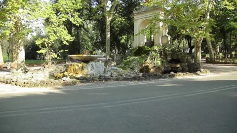 Fountain in park Villa Borghese Stock Footage