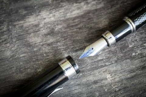 Fountain pen close-up on on the table Stock Photos