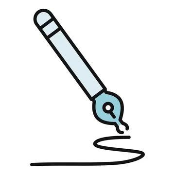 Fountain pen creating a line icon illustration Stock Illustration
