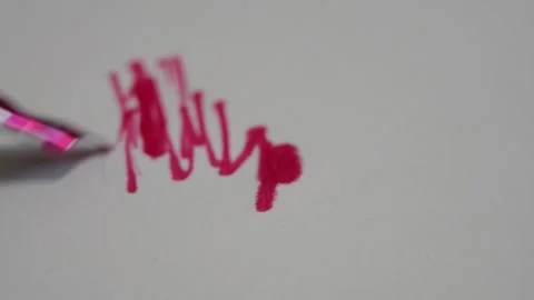 Fountain pen dipped red ink writing white paper gentle scratch sounds smooth Stock Footage 320894882