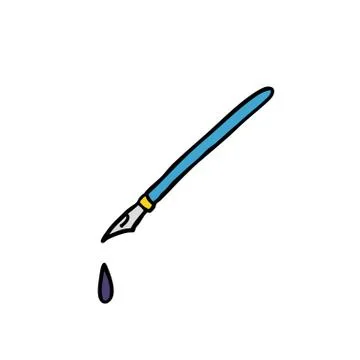Fountain pen doodle icon, vector color illustration Stock Illustration
