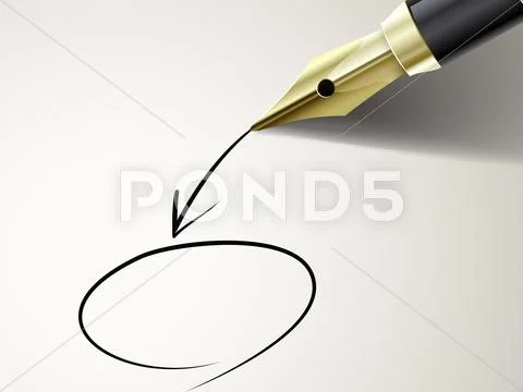 A vector illustration of a calligraphy pen drawing a line with ink on  paper, casting a soft shadow Stock Vector Image & Art - Alamy