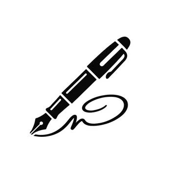Fountain pen icon silhouette creating a handwritten calligraphy Stock Illustration