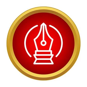 Fountain pen nib writing tool icon on button Stock Illustration