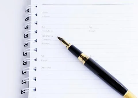 Fountain pen on Personal data page for Business concept Stock Photos
