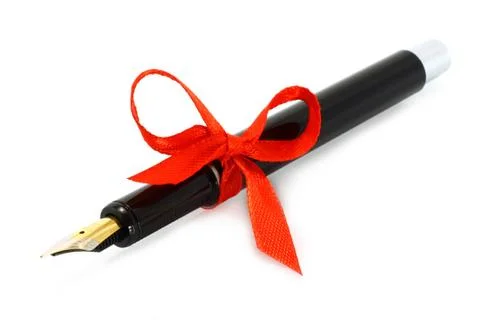 Fountain pen with red bow Stock Photos
